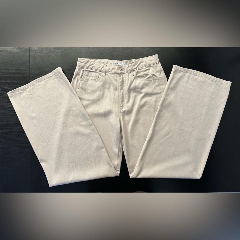 Zara Women's Cream Straight Leg Pants - Picture 3 of 13